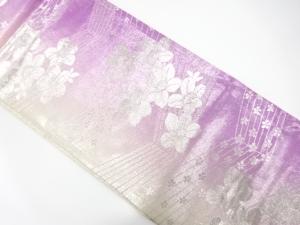 花模様織り出し　全通袋帯